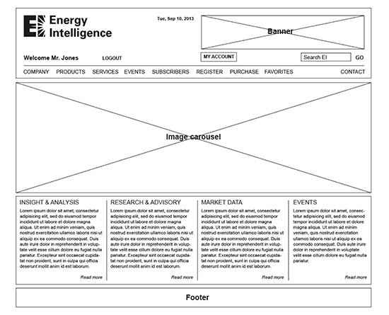 Homepage Wireframe