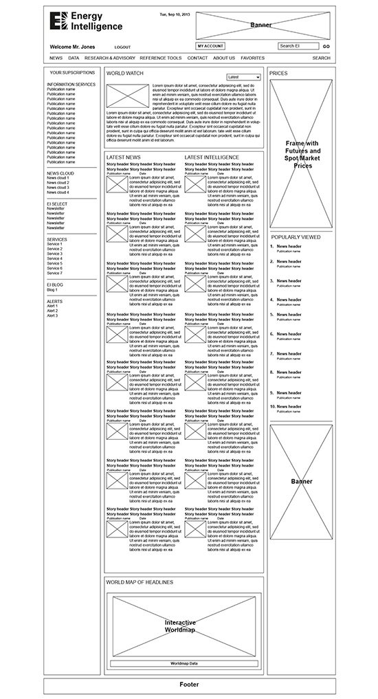 News page  Wireframe